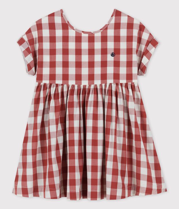 Kurz&auml;rmeliges Kinderkleid aus Popeline f&uuml;r M&auml;dchen braun/naturfarben