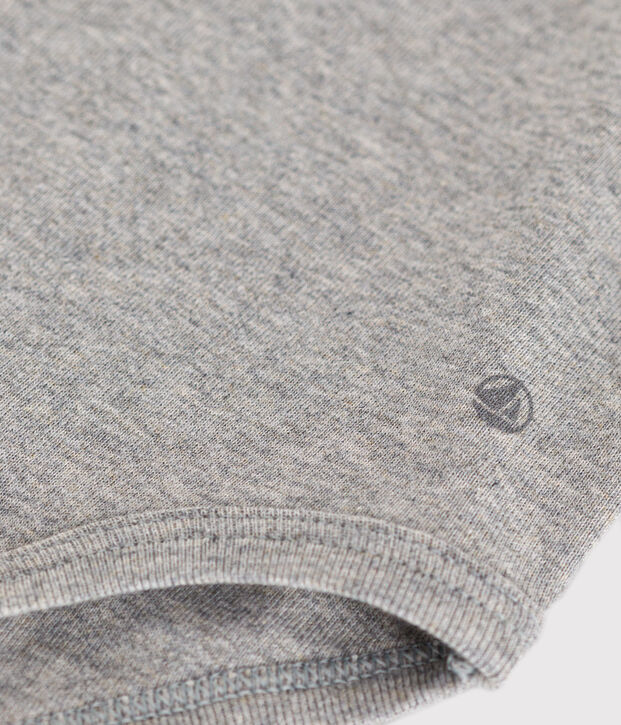 Kurz&auml;rmeliger Baby-Body mit Bubikragen aus Baumwolle grau