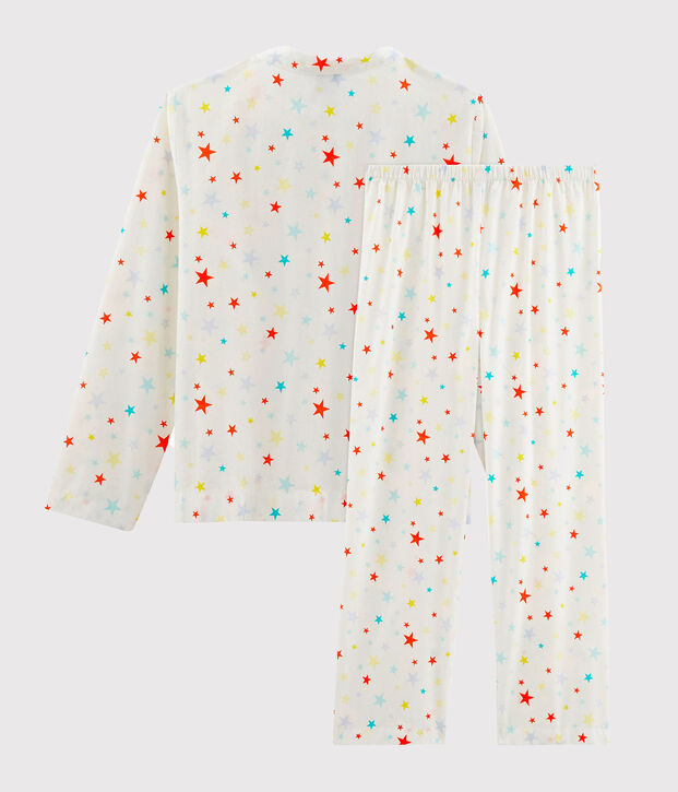 Kinderpyjama aus Twill f&uuml;r Jungen weiss/vielfarbig