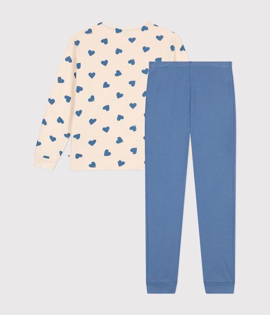 Damen-Pyjama mit zwei Stoffen aus Baumwolle blau BEACH/ AVALANCHE