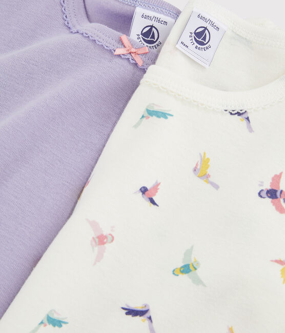 2er-Set kurzärmlige T-Shirts mit Vogel-Print für kleine Mädchen variante 1