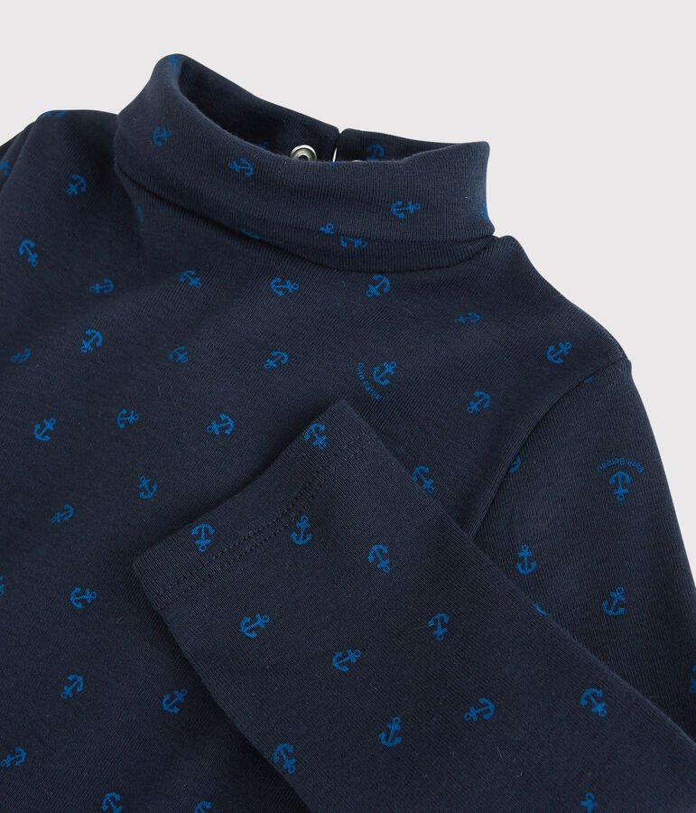 Baby-Rollkragenshirt aus Baumwolle blau/blau