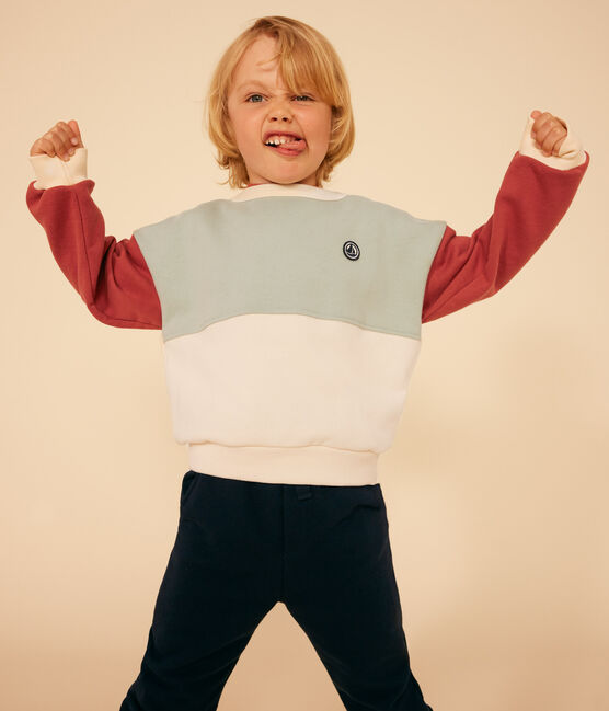 Kinder Colorblock-Sweatshirt aus Molton für Jungen weiss AVALANCHE/ MULTICO