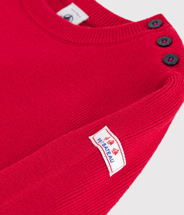 Kinder-Pullover aus einfarbiger Wolle und Baumwolle rot