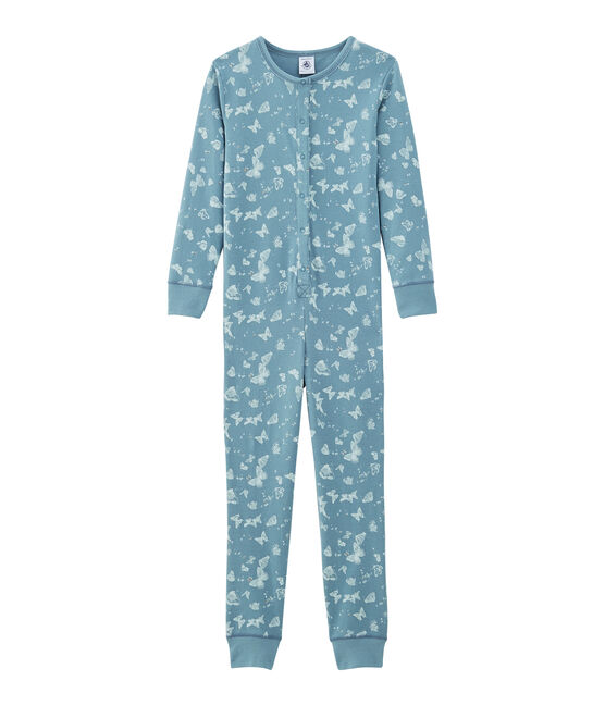 Langer Einteiler aus Baumwolle für kleine Mädchen blau FONTAINE/weiss MARSHMALLOW