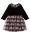 Langärmeliges Babykleid aus Materialmix für Mädchen schwarz NOIR/weiss MULTICO