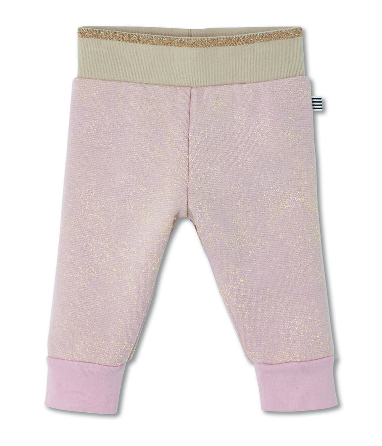 Glitzernde Baby M&auml;dchenHose aus Molton rosa/gelb