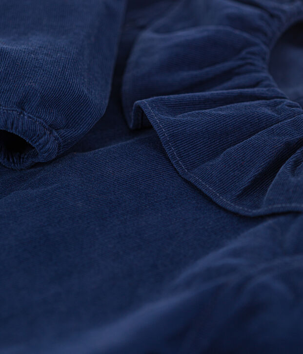 Lang&auml;rmelige Babybluse aus Feincord blau