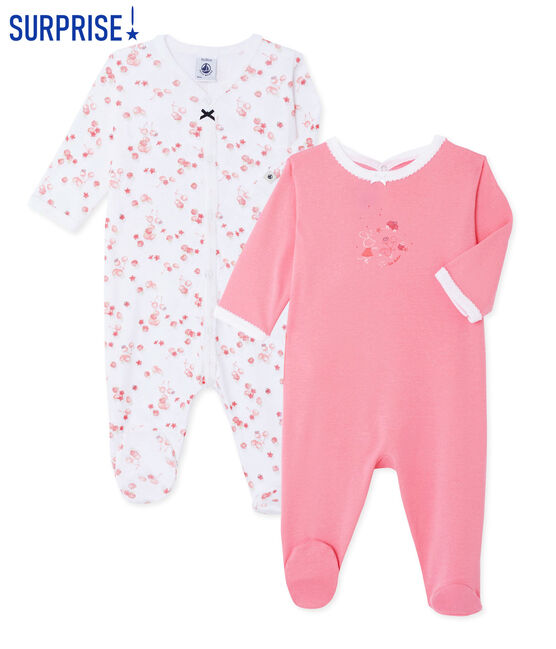 Überraschungspaket mit 2 Baby-stramplern für Mädchen aus Rippstoff variante 1