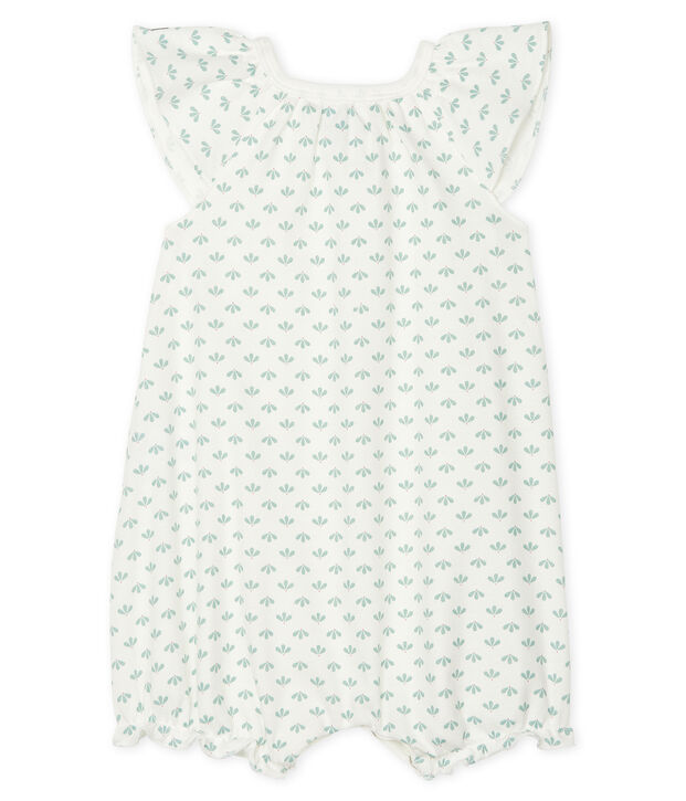 Baby-Kurzoverall M&auml;dchen aus Rippstrick weiss/vielfarbig