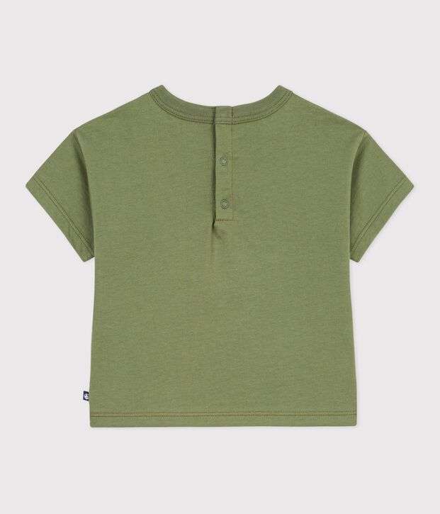 Kurz&auml;rmeliges Baby-T-Shirt aus Baumwolle mit M&ouml;wenmotiv OLIVINE