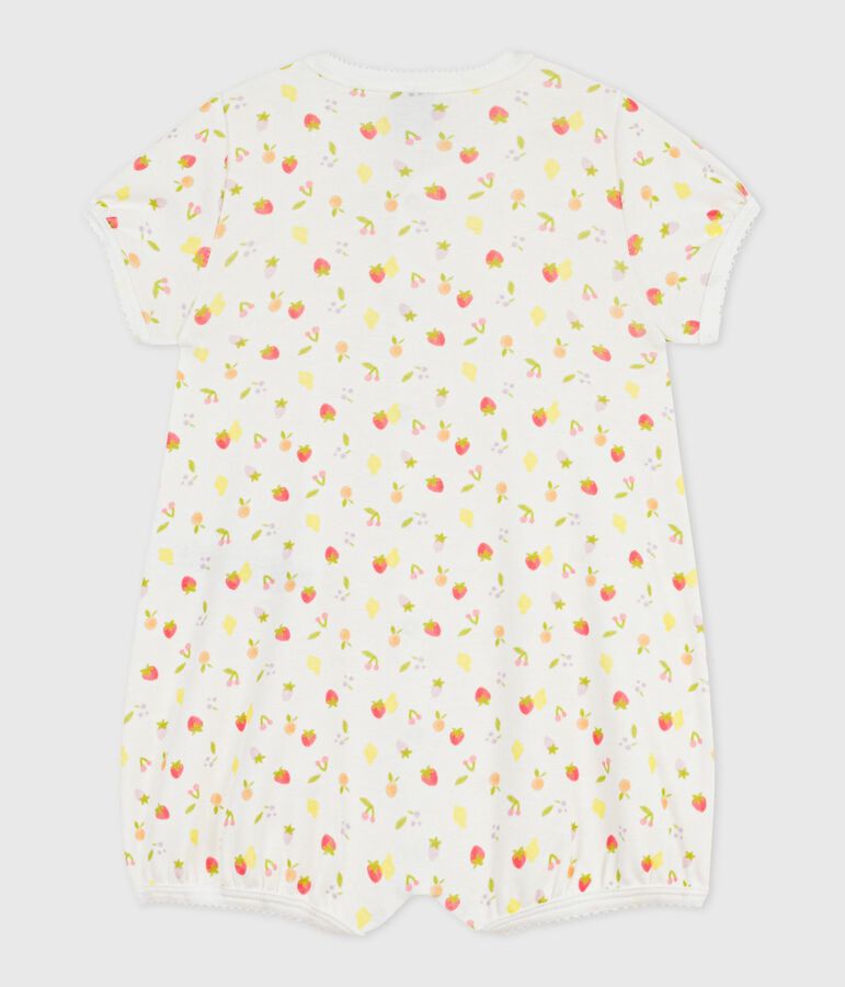 Baby-Kurzoverall aus Baumwolle mit Fruchtmotiv MARSHMALLOW/ PANTY