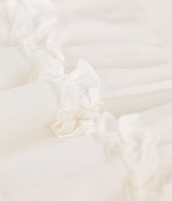 Kurzärmeliges Kinder-Kleid aus Popeline für Mädchen weiss ECUME 1