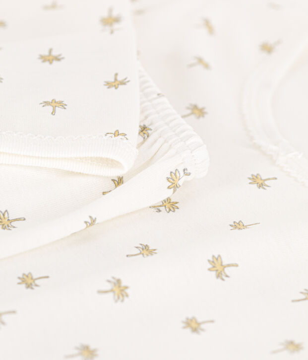 Kinder-Kurzpyjama aus Baumwolle f&uuml;r M&auml;dchen weiss/vielfarbig