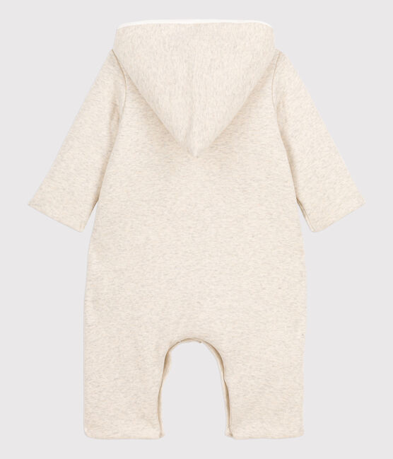 Langer Baby-Overall mit Kapuze aus Bio-Baumwolle in meliertem Grau. beige MONTELIMAR CHINE