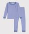 Eng anliegender Kinder-Pyjama aus Baumwolle mit Streifen blau/weiss