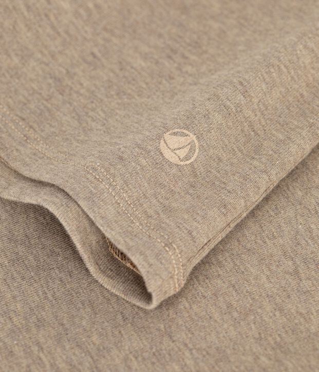 Damen-Rollkragenshirt aus einfarbiger Baumwolle beige