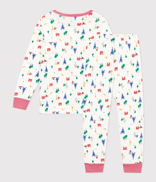 Kinderpyjama aus Baumwolle mit Paris-Printmotiv weiss/blau/vielfarbig