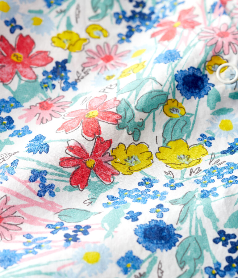 Kurz&auml;rmeliges Hemdbluse aus Popeline f&uuml;r M&auml;dchen weiss/vielfarbig