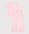 Damen-Pyjama aus Baumwolle mit weiten Beinen und Streifen rosa/weiss