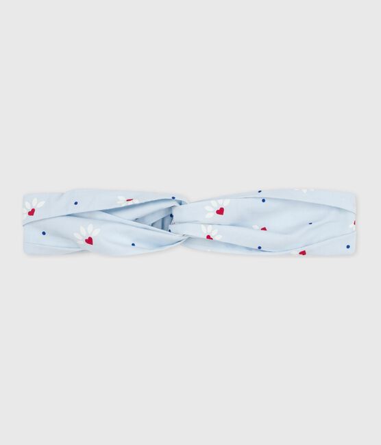 Kinder-Stirnband aus Popeline mit Blumenmuster blau FRAICHEUR/weiss MULTICO