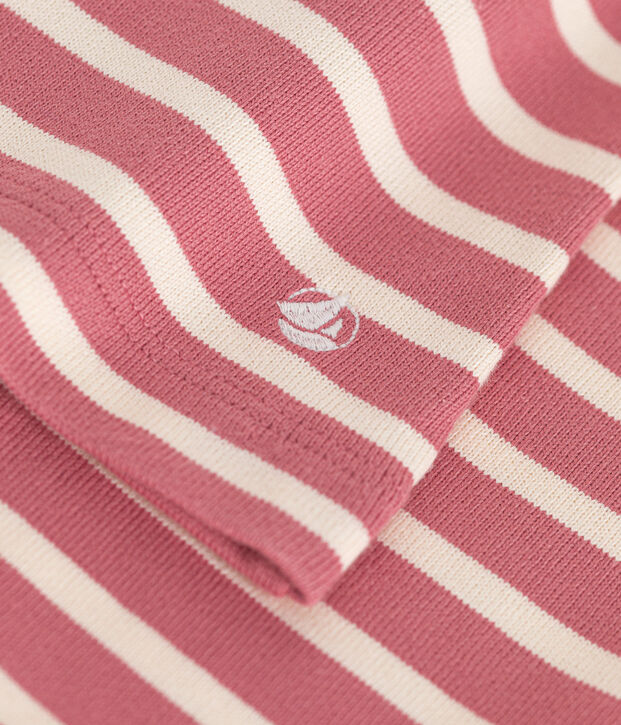Gekn&ouml;pftes Damen-Streifenshirt Marini&egrave;re aus Baumwolle rosa/naturfarben