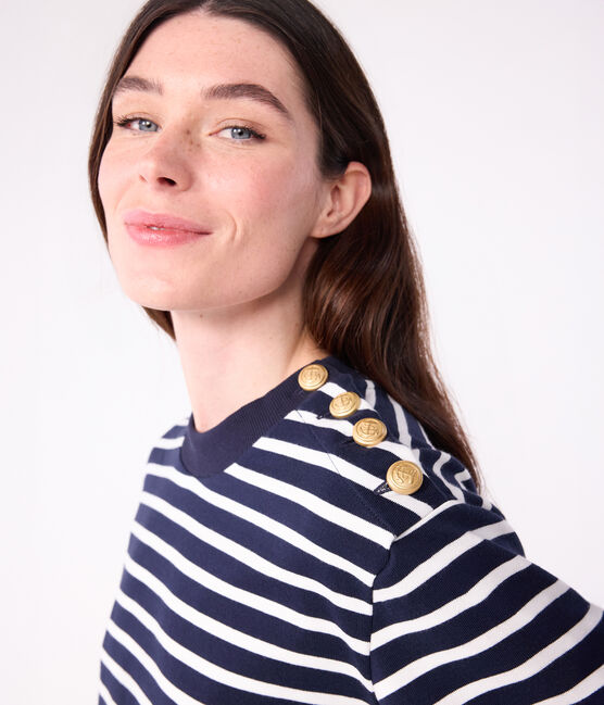 Damen-Streifenshirt "Marinière"aus Baumwolle  blau SMOKING/weiss MARSHMALLOW