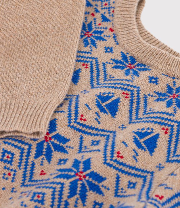 Kinder-Jacquardpullover aus Wolle und Baumwolle vielfarbig/vielfarbig