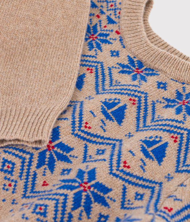 Kinder-Jacquardpullover aus Wolle und Baumwolle vielfarbig/vielfarbig