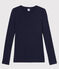 Eng anliegendes T-Shirt mit Rundhalsausschnitt aus Baumwolle für Damen blau SMOKING