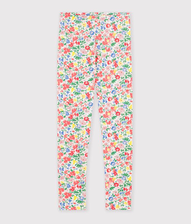 Kinder-Leggings aus Baumwolle mit Blumenmuster weiss/vielfarbig