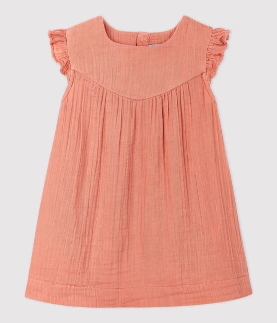 Baby-Kleid aus Bio-Baumwollgaze rosa PAPAYE