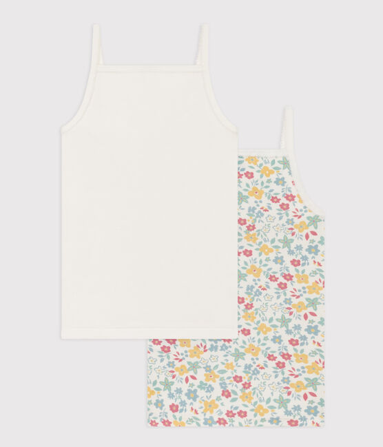 2er-Set Spaghetti-Tops aus Baumwolle mit Blumenmotiv für Mädchen variante 1