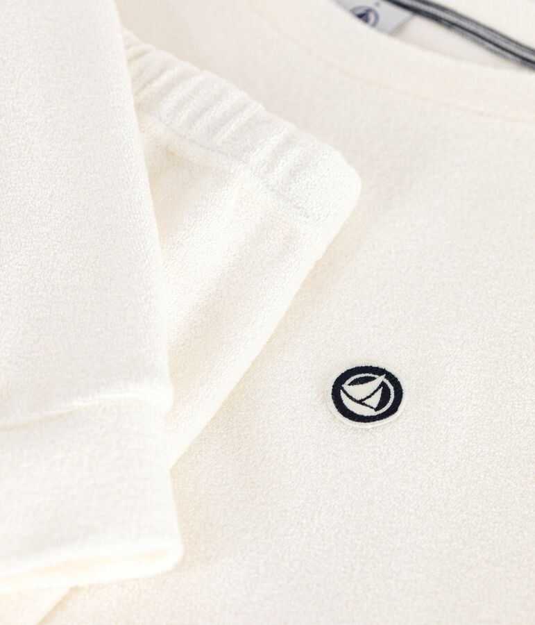 Damen-Pyjama aus einfarbigem Baumwoll-Frottee naturfarben