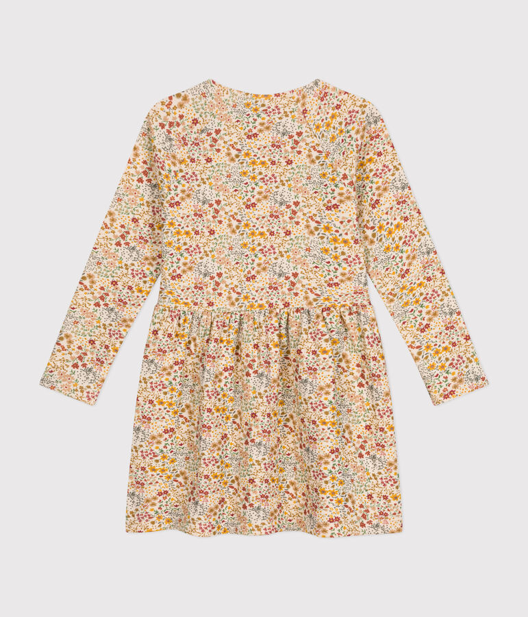 Lang&auml;rmeliges Kinder-Kleid aus Doppeljersey f&uuml;r M&auml;dchen naturfarben/vielfarbig