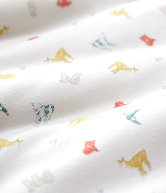 Baby-Schlafsack aus Bio-Baumwolle mit farbigem Tiermuster weiss MARSHMALLOW/weiss MULTICO