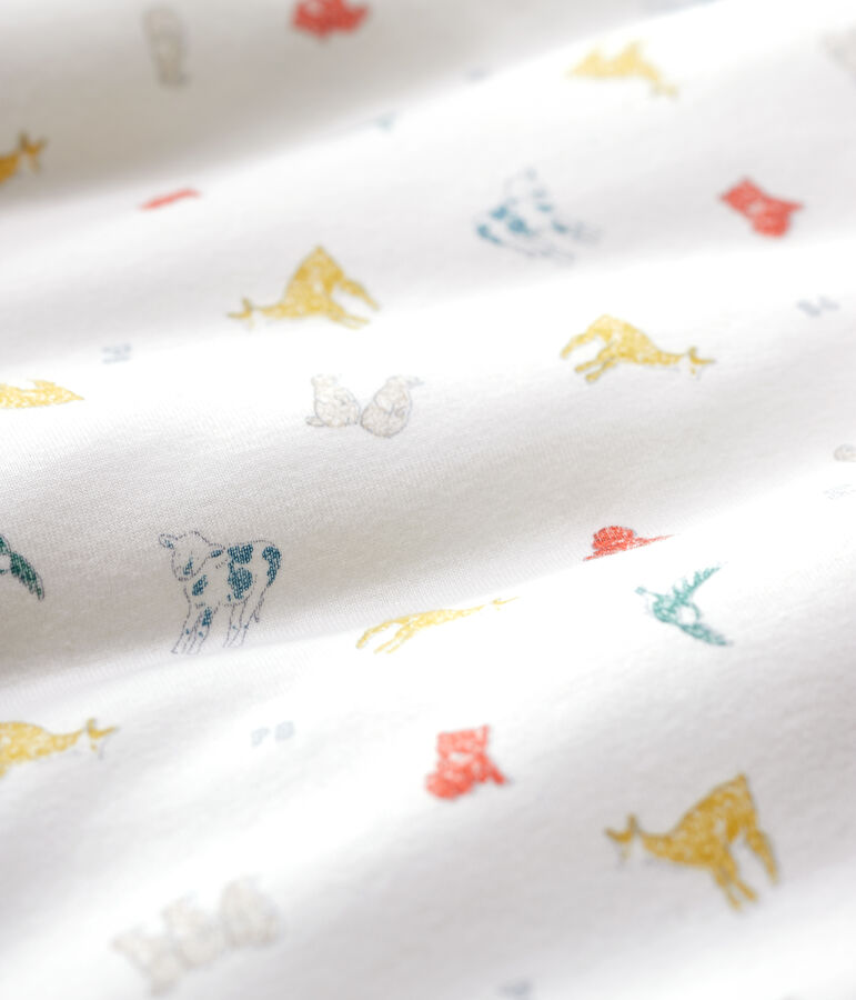 Baby-Schlafsack aus Bio-Baumwolle mit farbigem Tiermuster weiss/vielfarbig