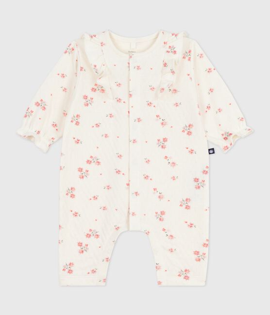 Baby-Set mit Rüschen aus Baumwolle mit Blumenmuster MILK/ MULTICO
