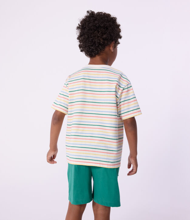 Kurz&auml;rmeliges Kinder-T-Shirt aus Baumwolle mit Streifen weiss/vielfarbig