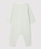 Langer gestreifter-Baby-Overall aus Bio-Doppeljersey weiss MARSHMALLOW/ HERBIER