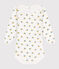 Langärmeliger gemusterter Baby-Body aus Baumwolle mit Rüschenkragen weiss MARSHMALLOW/weiss MULTICO