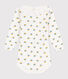 Langärmeliger gemusterter Baby-Body aus Baumwolle mit Rüschenkragen
