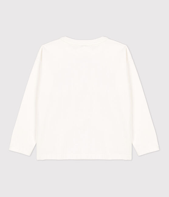 Langärmeliges Kinder-T-Shirt aus Baumwolle für Mädchen weiss MARSHMALLOW