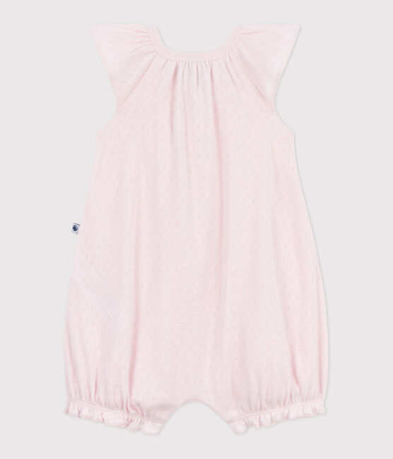 Baby-Kurzoverall aus einfarbiger Baumwolle rosa FLEUR