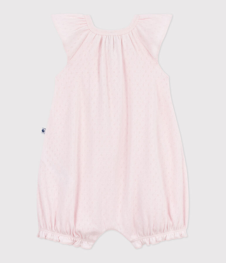 Baby-Kurzoverall aus einfarbiger Baumwolle rosa