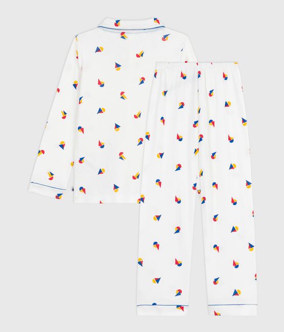Kinder-Pyjama mit Knopfverschluss aus bedruckter Baumwolle MARSHMALLOW/ OLYMPIC/ MULTICO