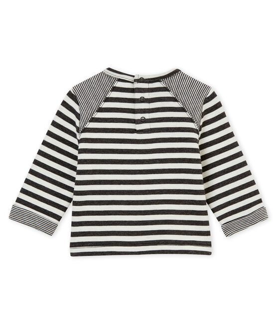 Gestreiftes Baby Jungen T-Shirt schwarz CITY/weiss MARSHMALLOW