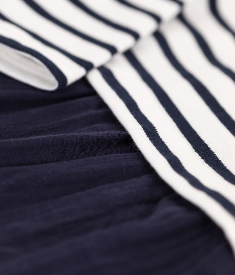 Lang&auml;rmeliges Kleid f&uuml;r M&auml;dchen blau/weiss