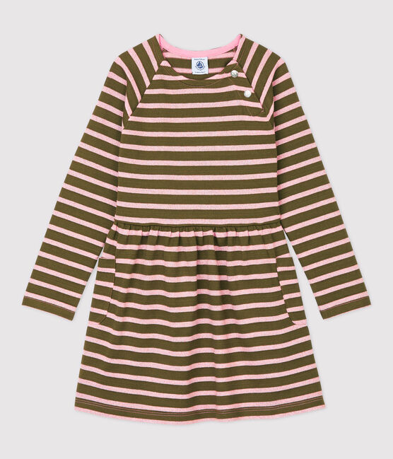 Kinderkleid aus Baumwolle für Mädchen MILITARY/ CHARME BRILLANT