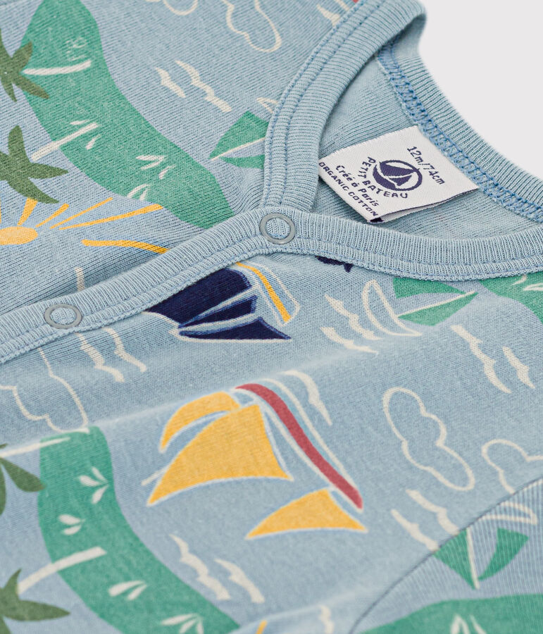 Baby-Kurzoverall aus Baumwolle mit Entdeckermotiv blau/vielfarbig